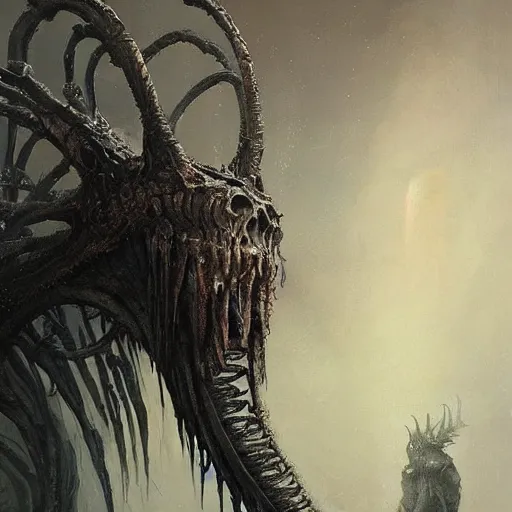 Image similar to a beautiful new creature from folklore, clear detailed view. ethereal fantasy art by greg rutkowski and hr giger