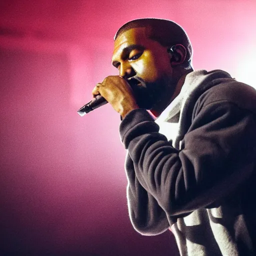 Image similar to kanye west performing a live concert on a moving roller coaster