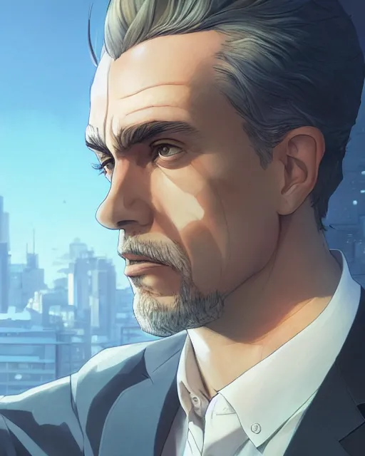 Prompt: jordan peterson, medium shot, visible face, detailed, perfectly shaded, perfectly shaded face, atmospheric lighting, by makoto shinkai, stanley artgerm lau, wlop, rossdraws