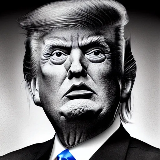 Prompt: Portrait by H.R.Giger of Trump degraded abomination, photo-realistic, 2K, highly detailed