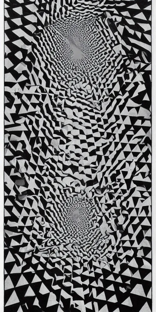 Prompt: cell shaded optical illusion by m. c. escher