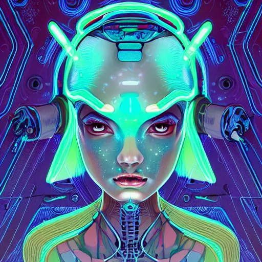 Image similar to bioluminescent cybernetic alien princess in the mountains, extremely detailed, sharp focus, portrait, smooth, digital illustration, by james jean, by rossdraws, frank franzzeta, sakimichan