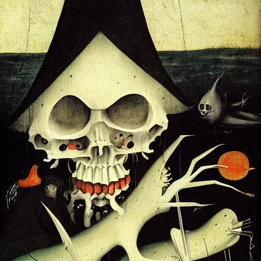 Image similar to Shinigami, painting by Hieronymus Bosch