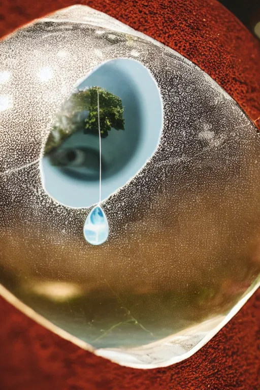 Image similar to a closeup of a teardrop with the whole world inside