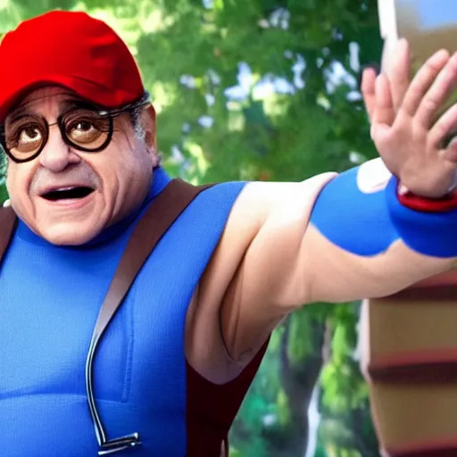 Image similar to Danny Devito playing Doctor Robotnik, in the new action-movie Sonic, full-cosplay