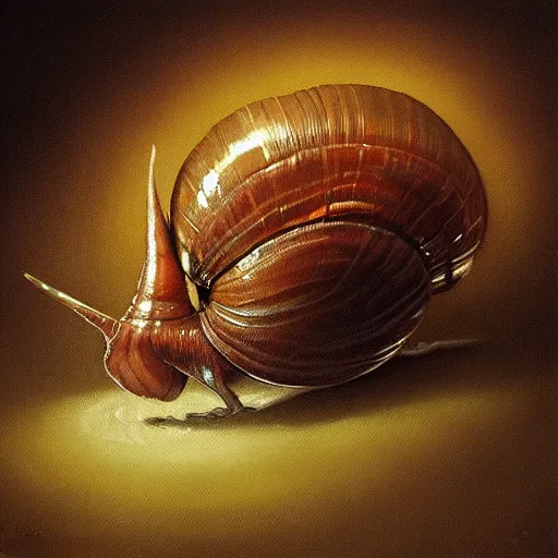 Prompt: snail with wings, oil painting, artstation, dramatic lighting, symmetry, beautiful