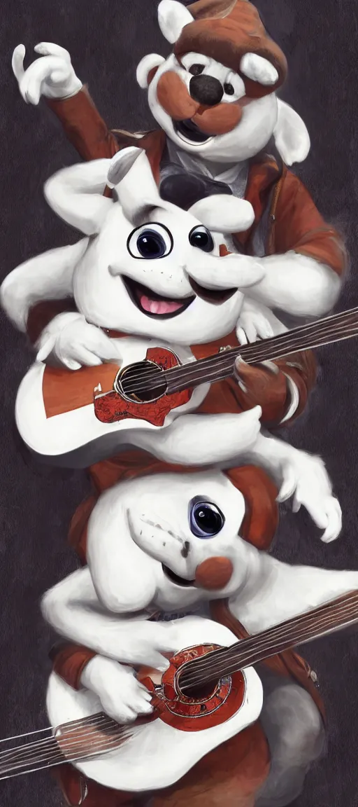 Image similar to K.K Slider playing guitar at a concert, portrait full body, digital art, high quality, detailed