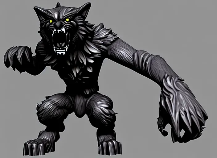 Image similar to werewolf, stylized stl fantasy miniature, 3 d render, activision blizzard style, hearthstone style