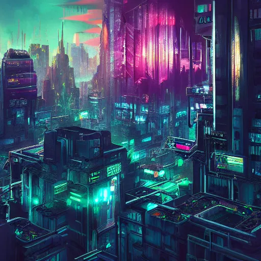 Image similar to “ mushroom city, cyberpunk art by vincent lefevre, behance contest winner, altermodern, cityscape, synthwave, matte painting ”