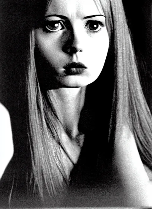 Image similar to 1973 film still from an Italian drama film of a bemused teenage Karen Gillan as the goddess of black leather staring intently at you. focused on her eyes. ultra detailed painting at 16K resolution and amazingly epic visuals. epically beautiful image. amazing effect, image looks gorgeously crisp as far as it's visual fidelity goes, absolutely outstanding. vivid clarity. ultra. iridescent. mind-breaking. mega-beautiful pencil shadowing. beautiful face. Ultra High Definition. godly shading. amazingly crisp sharpness. photorealistic film cel processed twice..