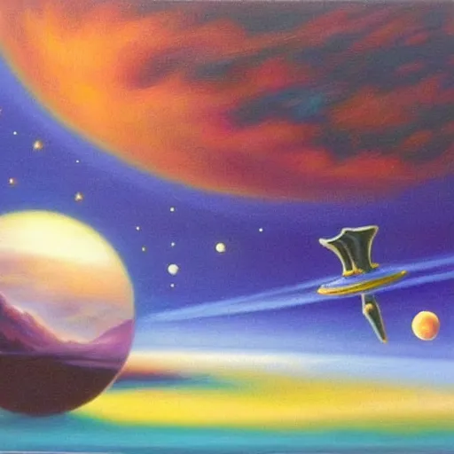 Image similar to surrealism in space by bob ross