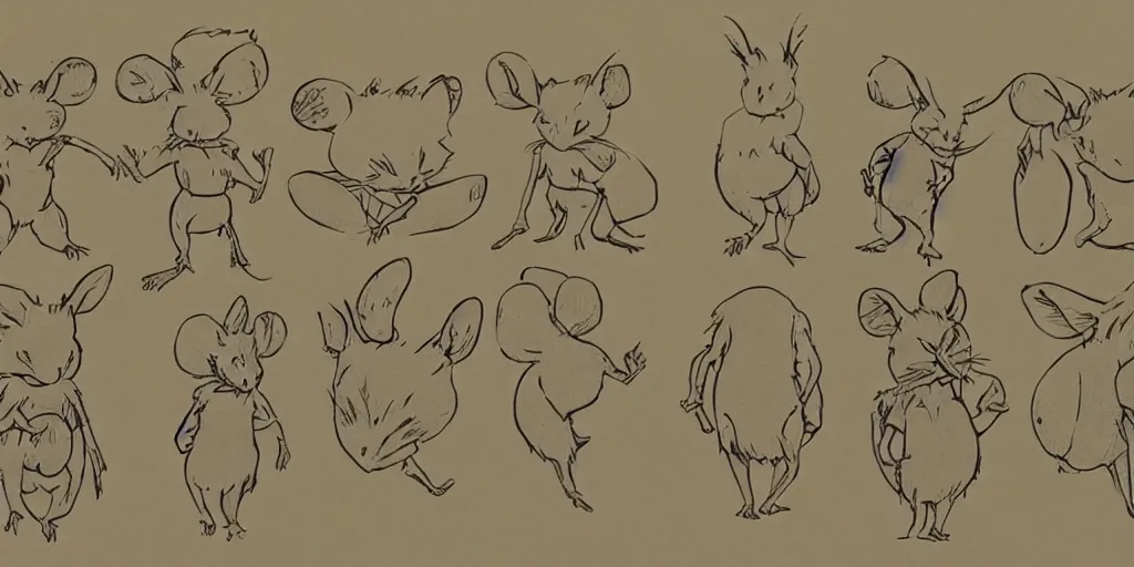 Image similar to character design, concept art, sprite of a mousefolk, by studio ghibli,
