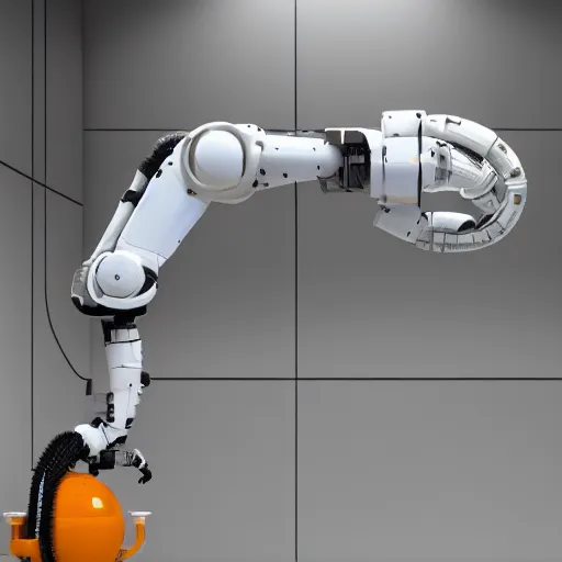 Image similar to kuka industrial robot arm in a white clean room with global illumination