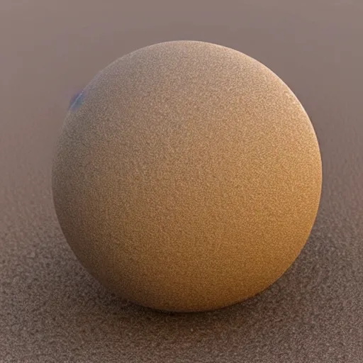 Image similar to a sphere made of sand levitating on water, highly detailed and photorealistic