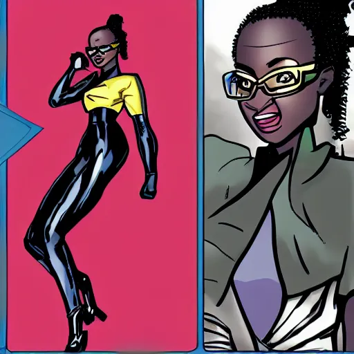 Image similar to nerdy black girl comic book style,