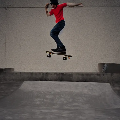 Image similar to man skateboarding on a giant nose, photography,
