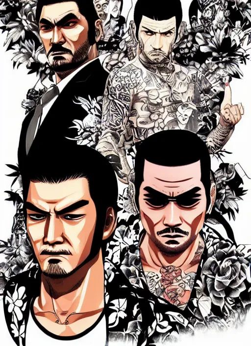 Prompt: yakuza tattoo in the style of gta cover art, trending on artstation, pixiv, 8 k