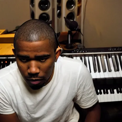 Image similar to frank ocean making music in the studio