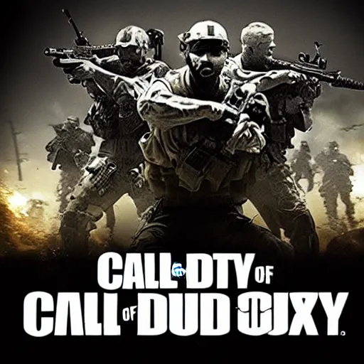 Image similar to call of duty game cube box art epic battle scene explosion tanks guns zombies