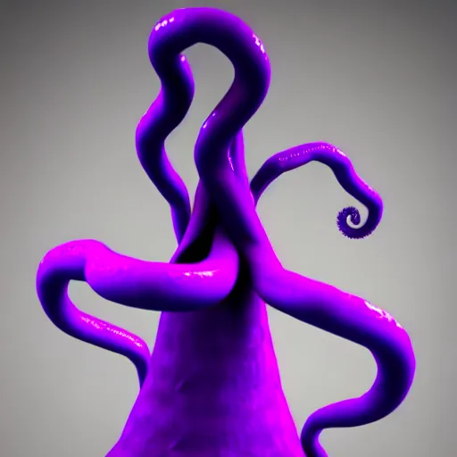 Image similar to purple tentacle, day of the tentacle characters. super realistic 8 k render of a dark hooded powerful elegant, cinematic composition