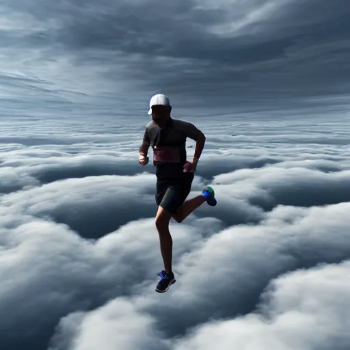 Prompt: running on clouds, 4k, post-processing, intricate, detailed, photorealistic imagery