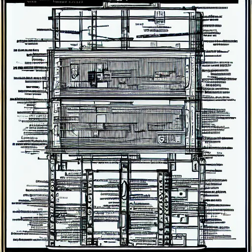 Image similar to blueprint of a time machine, detailed