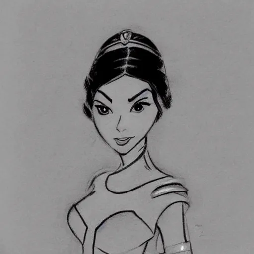 Image similar to milt kahl sketch of victoria justice as princess padme from star wars episode 3