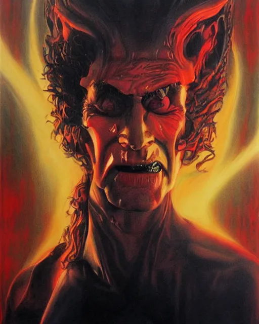 Image similar to hades, red, airbrush, drew struzan illustration art, key art, movie poster