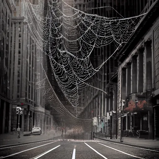 Image similar to cobweb in the city, creative photo manipulation, photoshop, digital art