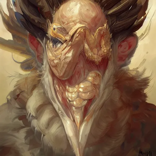 Prompt: concept art, anime portrait of a monster with the head of an ostrich and the body of a snake and the wings of bird and the feet of a lion by Stanley Artgerm Lau, WLOP, Rossdraws, James Jean, Andrei Riabovitchev, Marc Simonetti, and Sakimichan, trending on artstation