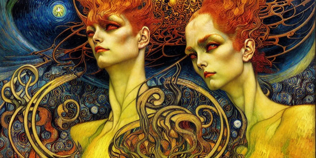 Image similar to Divine Chaos Engine by Karol Bak, Jean Delville, William Blake, Gustav Klimt, and Vincent Van Gogh, symbolist, visionary