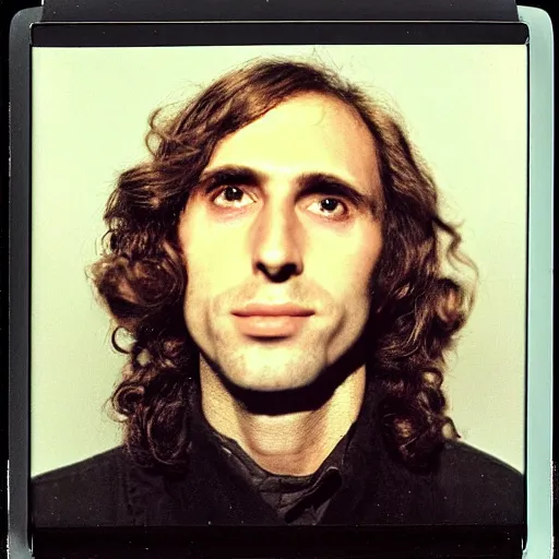 Image similar to Mugshot Portrait of Tiny Tim, taken in the 1970s, photo taken on a 1970s polaroid camera, grainy, real life, hyperrealistic, ultra realistic, realistic, highly detailed, epic, HD quality, 8k resolution, body and headshot, film still, front facing, front view, headshot and bodyshot, detailed face, very detailed face