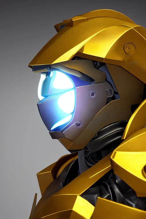 Image similar to robot ninja mask helmet halo master chief radiating a glowing aura global illumination ray tracing hdr fanart arstation by ian pesty and katarzyna da „ bek - chmiel