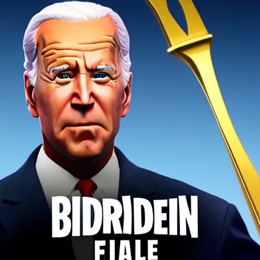 Prompt: joe biden skin at fortnite, realistic epic poster detailed joe biden fortnite character leaked image no text - n 4