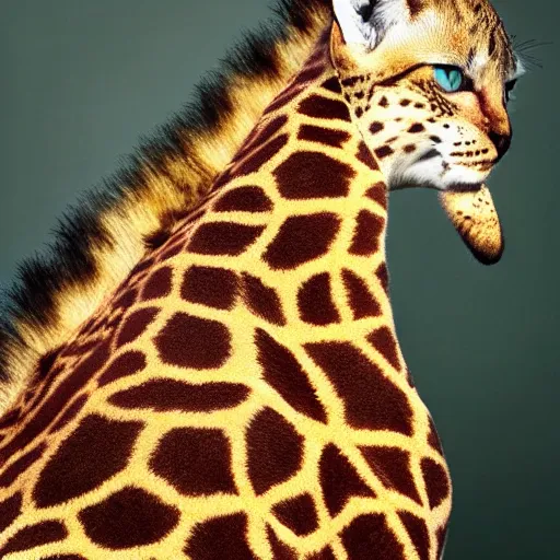 Image similar to cat giraffe hybrid, bold natural colors, national geographic photography, masterpiece, full shot, award winning