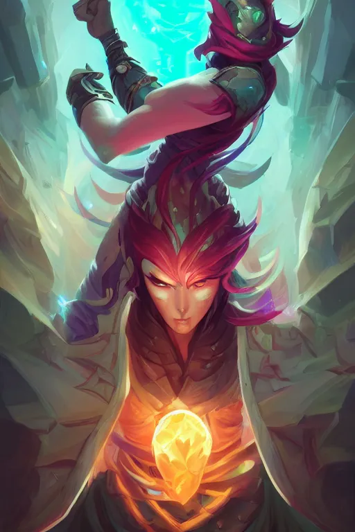 Prompt: pantheon league of legends wild rift hero champions arcane magic digital painting bioluminance alena aenami artworks in 4 k design by lois van baarle by sung choi by john kirby artgerm style pascal blanche and magali villeneuve mage fighter assassin