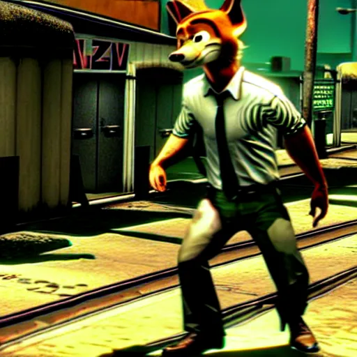 Image similar to max payne 3 set in zootopia