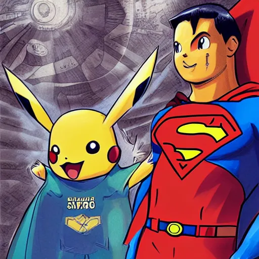 Prompt: pikachu in superman suit, illustration, highdetailed, matte, concept art, magic, intricate