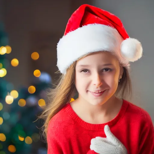 Prompt: little girl waiting santa