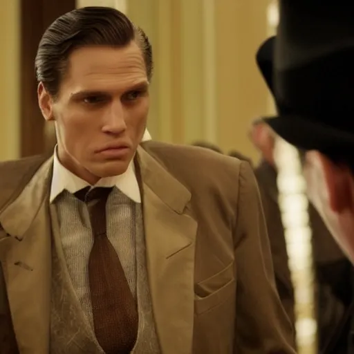 Prompt: Live Action Still of Jerma in The Godfather, real life, hyperrealistic, ultra realistic, realistic, highly detailed, epic, HD quality, 8k resolution, body and headshot, film still