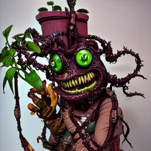 Prompt: steampunk Audrey 2 plant from little shop of horrors in real life, ultra detailed, 8k resolution, ultrarealistic