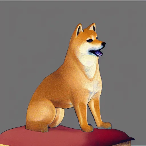 Prompt: shiba on a throne, ornate, highly detailed