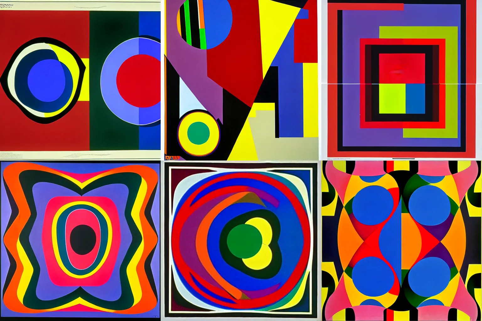 Prompt: best artwork from Victor Vasarely, jackson pollock and Wassily Kandinsky collaboration project, 1980