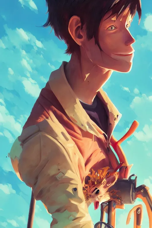 Image similar to Chainsaw man portrait, by Jesper Ejsing, RHADS, Makoto Shinkai and Lois van baarle, ilya kuvshinov, rossdraws global illumination