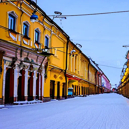 Image similar to street in Russian city Kazan in winter