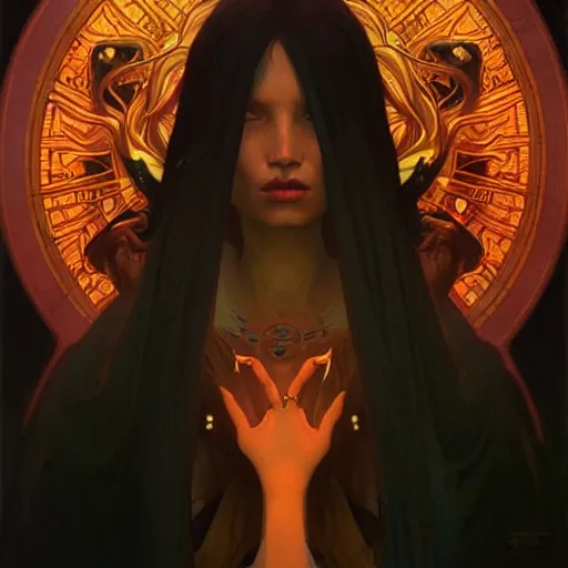 Image similar to A portrait of A beautiful!!!! angel in black flames by Ross Tran!! and alphonse mucha and greg rutkowski! and Zdzisław Beksiński!!,In style of digital art.Symmetrical face.dark Fantasy,smooth,hyper detailed,sharp focus,Soft light.4k