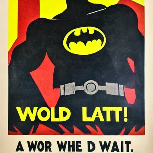 Prompt: a world war 2 propaganda poster featuring batman saying we can do it, hd, intricate detail, realistic