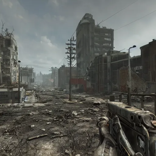 Prompt: fallout 3 concept art render in unreal 5