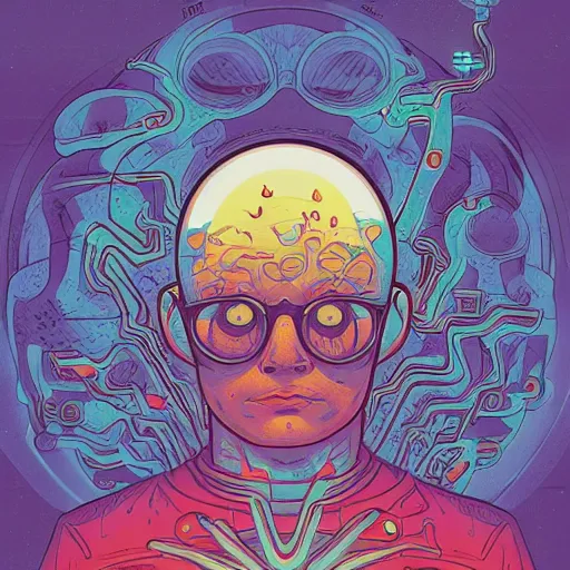 Prompt: levitating, brain mainstream, by josan gonzales and Dan Mumford