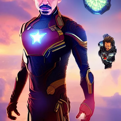 Image similar to robert sheehan as tony stark from the avengers infinity war, marvel concept art, hyperrealistic, detailed, accurate illustration, dramatic lighting, action pose